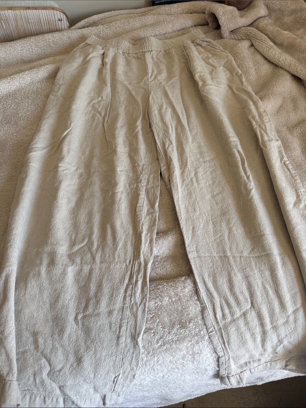 Zara Wide Leg Linen-Blend Pants in Light Tan